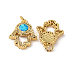 Messinganhänger Micro Pavé Zirkonia mit synthetischem Opal&nbsp;KK-K356-08G