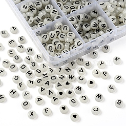27 Stil flach rund mit leuchtenden Acrylperlen mit schwarzen Buchstaben und Herzen&nbsp;SACR-YW0001-37