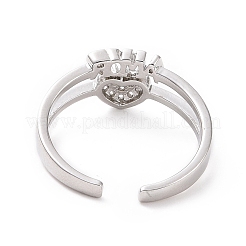 Anneau de manchette ouvert en forme de cœur en zircon cubique transparent avec mot amor&nbsp;RJEW-I094-06P