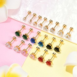 Bouchons d'oreille faux en verre en forme de cœur&nbsp;EJEW-H105-25G-E