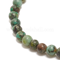 Bracelet extensible en perles rondes en turquoise australienne naturelle (jaspe) avec breloque feuille&nbsp;BJEW-JB07587-02
