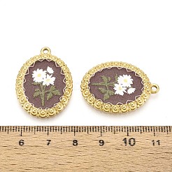 Oval aus Edelstahl 304 im Vintage-Druckstil mit Sonnenblumenanhängern&nbsp;STAS-T071-29C-G
