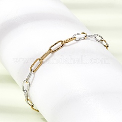 4 mm zweifarbige Armbänder aus strukturiertem Edelstahl 304 mit Büroklammer-Design für Damen und Herren&nbsp;SA-CBAB767-13GP