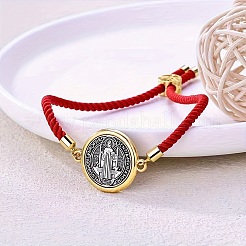 Braccialetti scorrevoli in lega con corda di nylon&nbsp;BJEW-Z156-02G-01