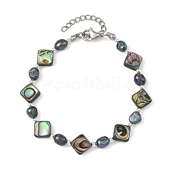 Armbänder aus gefärbten Naturperlen und Paua-Muscheln für Damen&nbsp;BJEW-JB14146