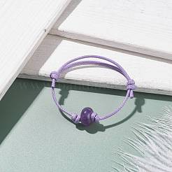 Bracciale in cordoncino di ametista naturale con perline&nbsp;BJEW-JB07686-05