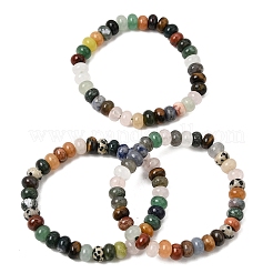 Braccialetti elasticizzati da donna con perline rondelle in pietra naturale mista.&nbsp;GG-CBA3F02-07