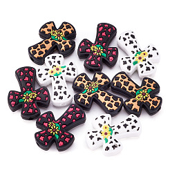 9 Stück 3 Farben Kreuz mit Blumen-Silikon-Fokalperlen&nbsp;SIL-TA0001-96
