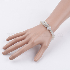 Bracciali elastici con perline in pietra di luna bianca naturale&nbsp;BJEW-JB03553-03