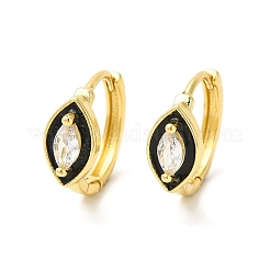 Boucles d'oreilles créoles œil de cheval en émail avec zircone cubique transparente&nbsp;EJEW-E270-05G