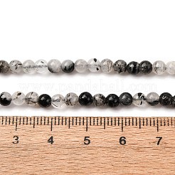 Natürliche turmalinierte Quarz / schwarze Rutilquarz Perlen Stränge&nbsp;G-K305-21-C-01