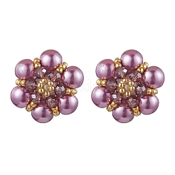 Pendientes con forma de flor y cuentas de semillas de vidrio&nbsp;EJEW-MZ00349-02