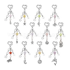 12 pièce 12 styles animaux marins acrylique et alliage pendentif étoile décoration&nbsp;HJEW-PH01951