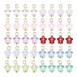 100 Stück 10 Farben transparente Glasstern-Anhänger&nbsp;PALLOY-TAC0266