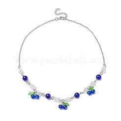 Colliers à plastron en verre craquelé et cristal de quartz naturel pour femmes&nbsp;NJEW-JN05203-01
