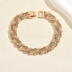 Pulseras unisex de latón con micro pavé de circonitas cúbicas transparentes y verdes&nbsp;HS6983