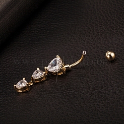 Echter 18 Karat vergoldeter Messing-Zirkonia-Bauchnabelring Nabelring Bauchringe&nbsp;AJEW-EE0001-18