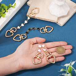 3 pieza de cadena extensora de bolso con eslabones en forma de corazón de aleación esmaltada en 3 colores&nbsp;HJEW-TAC0131