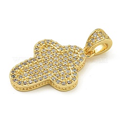 Placage de crémaillère en laiton micro pavé pendentifs en zircone cubique claire&nbsp;KK-Z067-03G-02