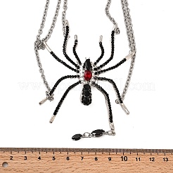 Legierung Jet Strass Halloween Spinne Anhänger 3 Schicht Choker Halsketten für Frauen&nbsp;NJEW-P336-01P