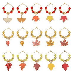 Herbstmotiv Glas Weinglas Charms&nbsp;AJEW-BC00013