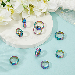 14 Stück 7 Arten Edelstahl gerillte Fingerring Einstellungen&nbsp;STAS-SC0010-65RC