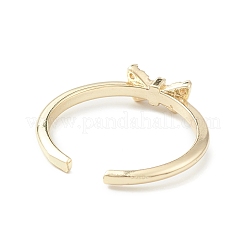 Bague de manchette ouverte papillon en zircone cubique transparente&nbsp;RJEW-C056-09G