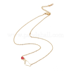 Ciondolo a forma di cuore in smalto con catene in acciaio inossidabile 304 per donna&nbsp;NJEW-P262-04G