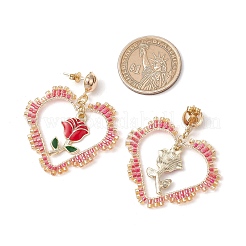 Boucles d'oreilles pendantes en forme de fleur de fer&nbsp;EJEW-MZ00404-03