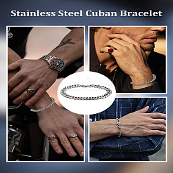 1 bracelet à maillons cubains en acier inoxydable 304 pour hommes et femmes&nbsp;BJEW-LP0001-13C-P