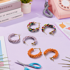 3 par de pendientes de aro con cuentas de vidrio de aleación de 3 colores&nbsp;EJEW-GO0007-005A
