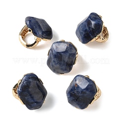 Fingerringe aus natürlichem Sodalith und einer Legierung für Damen&nbsp;RJEW-G375-01G-07