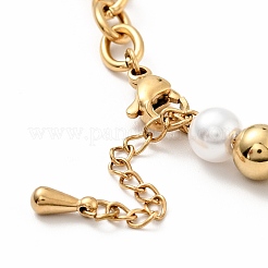Bracciale con ciondolo a forma di cuore in acciaio inossidabile 201&nbsp;BJEW-A126-10G