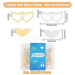 24 stücke 4 arten valentinstag 304 edelstahl stecker charms&nbsp;STAS-DC0011-68