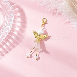 8 pendentif décoratif en forme d'ange en acrylique givré et en verre&nbsp;HJEW-JM03481
