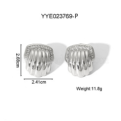 Pendientes de botón de acero inoxidable 304 con forma de concha&nbsp;ET6182-2
