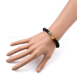 Herren natürliche Lava Rock Stretch Perlen Armbänder&nbsp;BJEW-JB05429-02