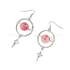 Boucles d'oreilles pendantes en jade vert naturel et alliage&nbsp;EJEW-TA00818-03