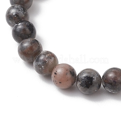 Braccialetti elastici con perline rotonde in sienite naturale e perle d'acqua dolce coltivate per le donne&nbsp;BJEW-JB13321-01