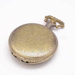 Tondo scolpito quarzo lega drago piatto vecchio vigilanza teste pendenti per fare collana orologio da tasca&nbsp;LS-WACH-M109-21