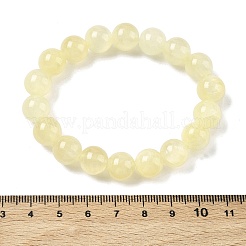Natürliche goldene Seiden-Jade-Rundperlen-Stretcharmbänder für Damen&nbsp;BJEW-F535-01D
