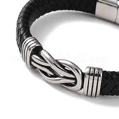 Geflochtene Armbänder aus schwarzem PU-Leder für Herren&nbsp;LS-BJEW-K243-19AS