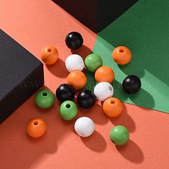 160 pcs 4 couleurs halloween perles de bois naturel peintes&nbsp;WOOD-LS0001-01P