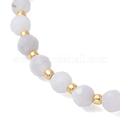Braccialetti elastici con perline di agata blu naturale in pizzo per donna&nbsp;BJEW-JB13541-01