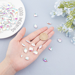 Cabochons en verre avec strass de dos avec point&nbsp;RGLA-GF0001-07C