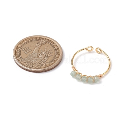 3 anello da dito con perline di avventurina verde naturale&nbsp;RJEW-JR00855-04