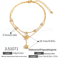 Doppellagige Fußkettchen aus Edelstahl 304 mit klarem Zirkonia-Pavé&nbsp;FS-WG2A725-01