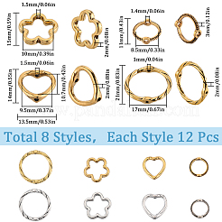 96 Stück 8 Stile Perlenrahmen aus Legierung im tibetischen Stil&nbsp;FIND-SC0008-86
