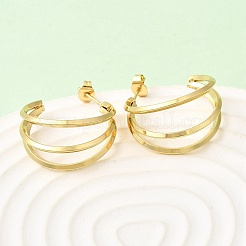 Pendientes de acero inoxidable 201 con forma de triple C&nbsp;EJEW-Z151-09G