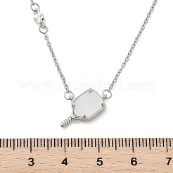 Colliers avec pendentif en forme de raquette en coquillage blanc naturel pavé de laiton&nbsp;NJEW-H052-01P